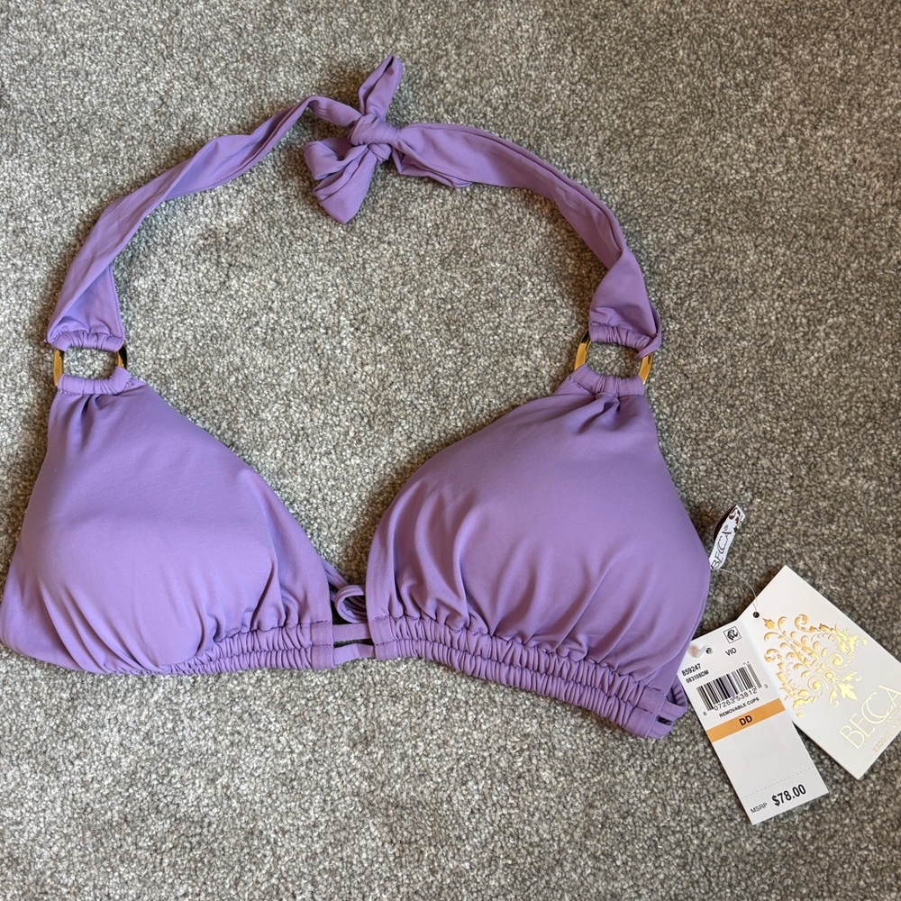 Purple Halter Bikini Top w Gold Accents